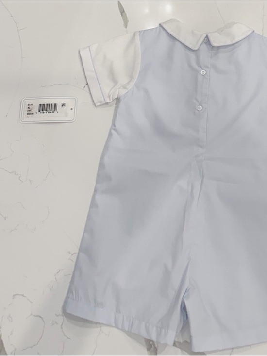 Petit Ami Baby Boys Light Blue Smocked Bunny Short Romper 24 Months Easter - Picture 3 of 6